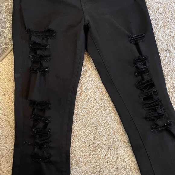 Frame Denim Le Color Rip Skinny Jeans Black Sz 27 - Picture 3 of 9